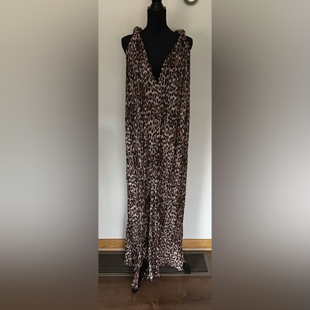 Good American Leopard Print Jumper/Romper in Brown and Cream